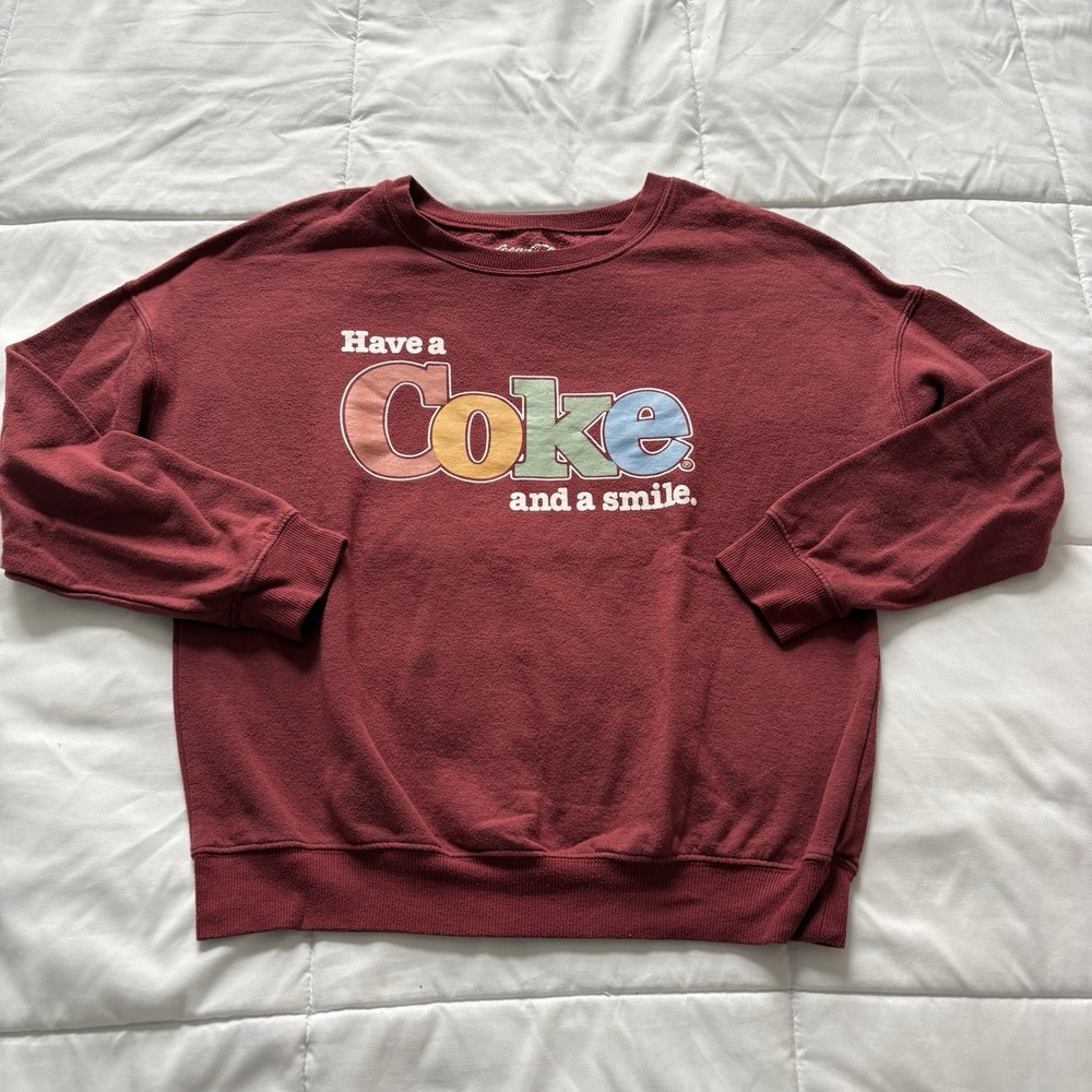 Have A Coke And Smile Coca Cola Sweatshirt Crew Neck‎ Womens Medium Red